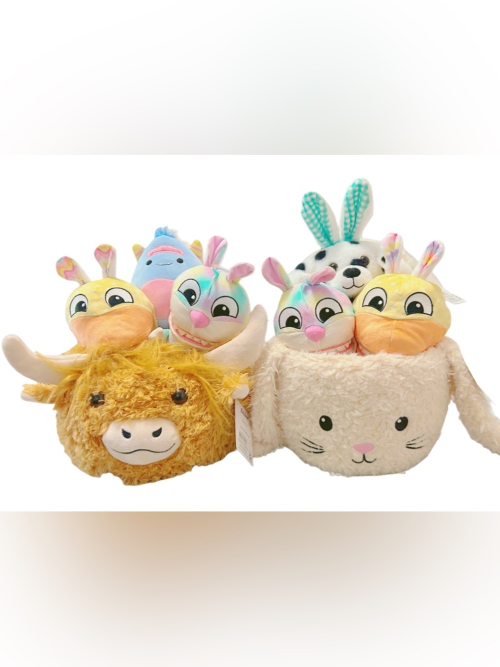 Squishmallows Plush Mini Basket Duo - Yellow & Cream with Pastel Accents